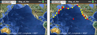 Screenshots from the Ring of Fire activity